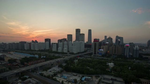 中国北京现代建筑,傍晚视频下载