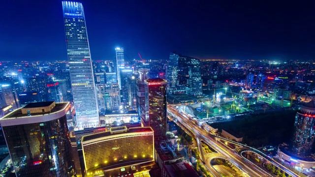 延时摄影-北京国贸夜景视频下载