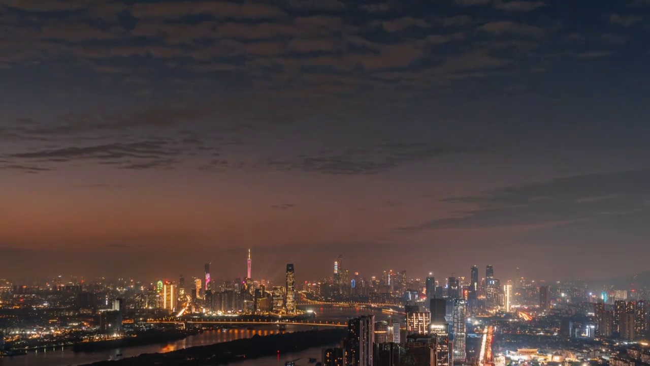 广州国际金融城与广州珠江新城的日落视频素材