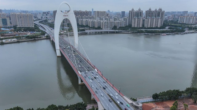 广州珠江猎德桥繁忙交通视频素材