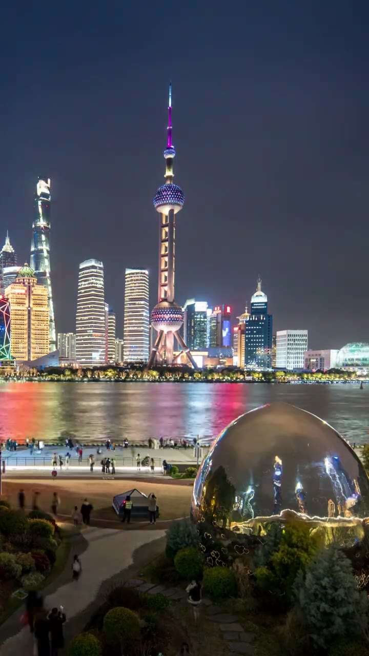 上海被外滩夜景延时视频素材