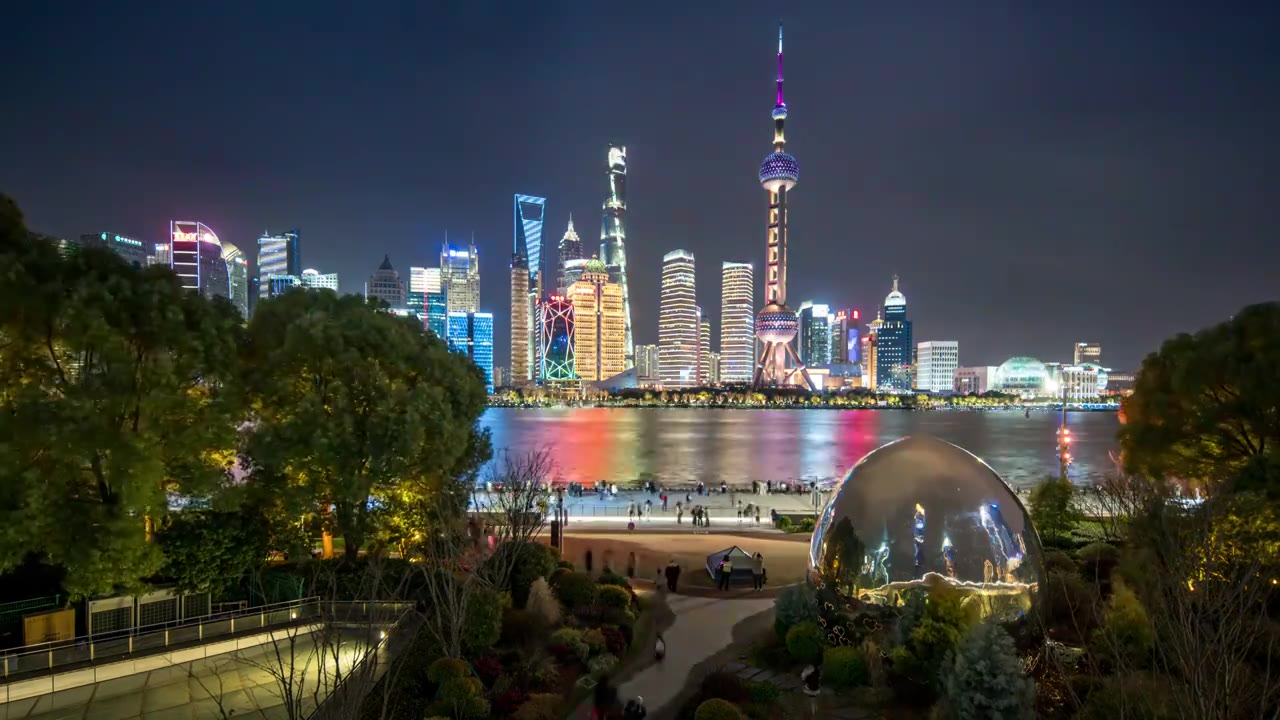 上海被外滩夜景延时视频素材