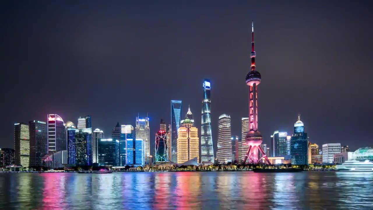 上海外滩夜景延时摄影视频素材