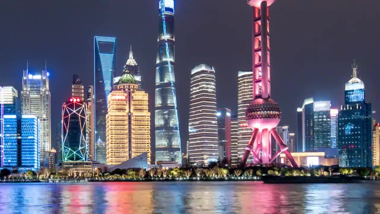上海外滩夜景延时摄影视频素材
