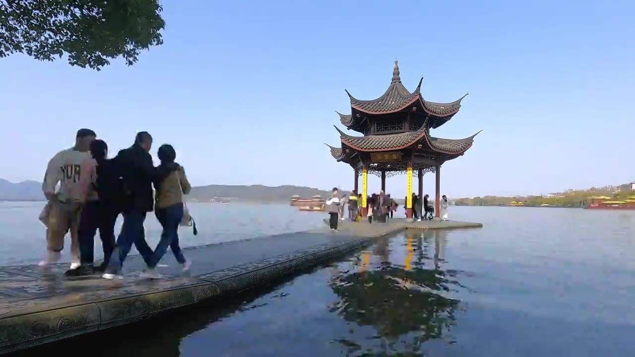 杭州西湖集贤亭视频下载