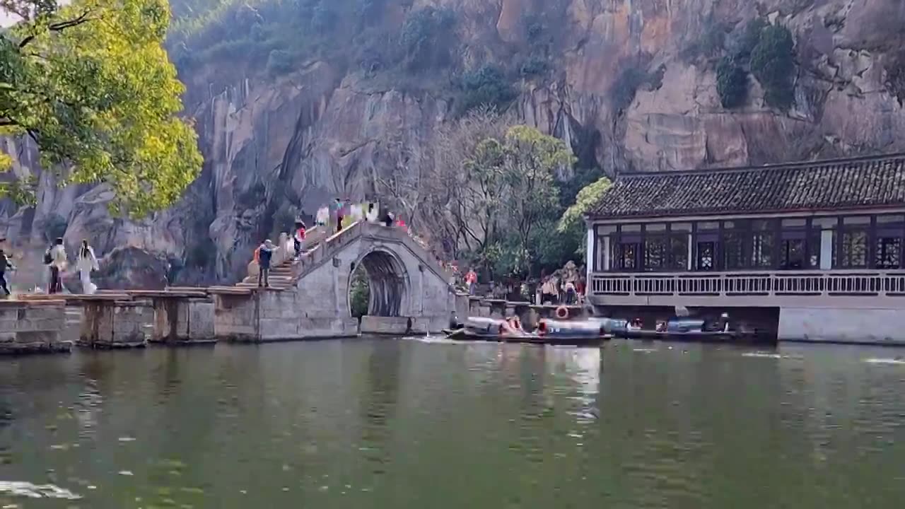 绍兴东湖风景区石拱桥视频下载