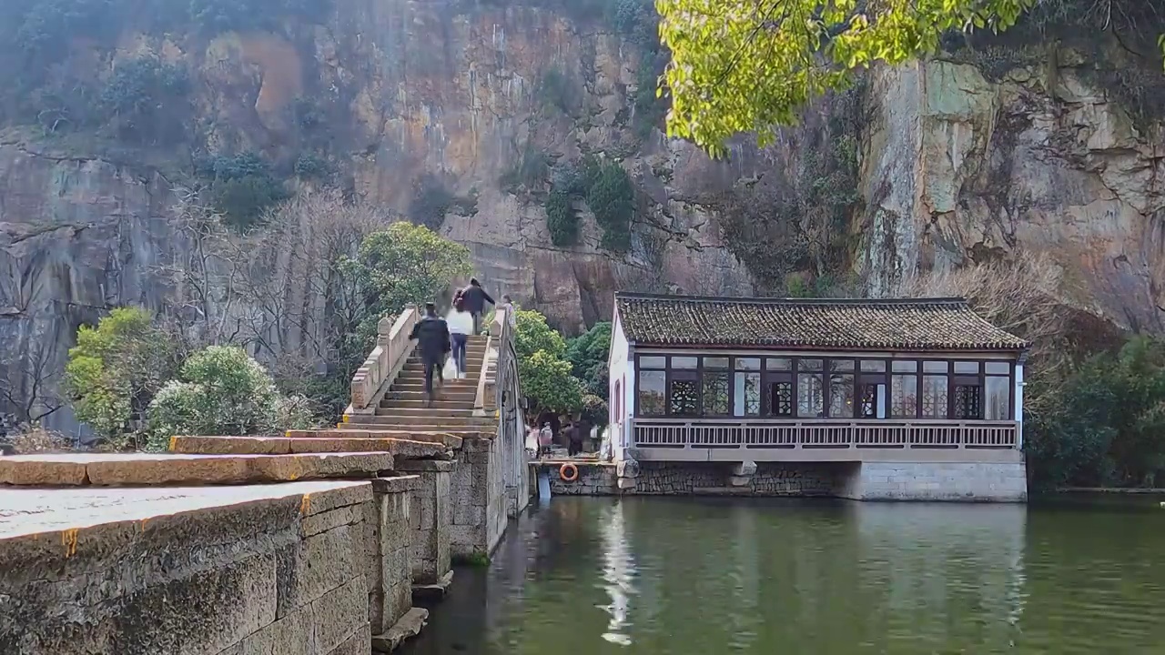 绍兴东湖风景区石拱桥视频下载
