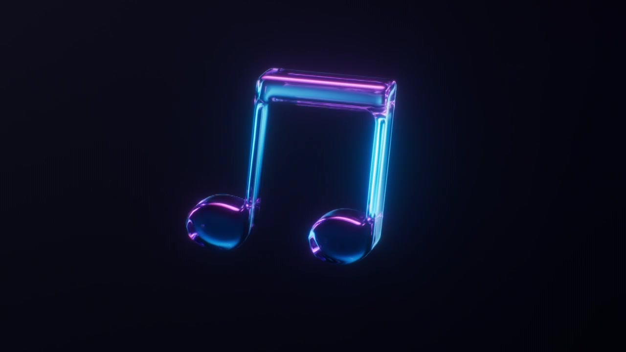 音乐音符与霓虹灯光效果循环动画3D渲染视频素材