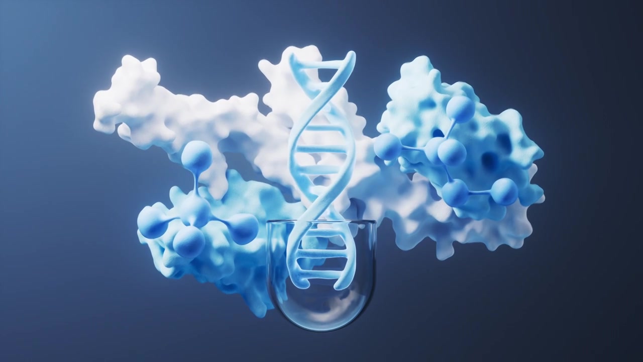 医药药物胶囊与DNA生物科技3D渲染视频素材