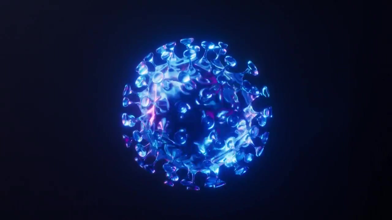 冠状病毒与霓虹灯光效果循环动画3D渲染视频素材