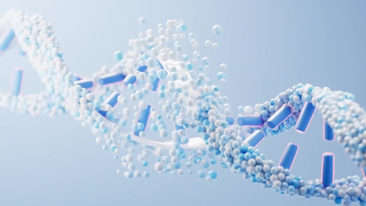 生物科技概念DNA基因循环动画3D渲染视频素材