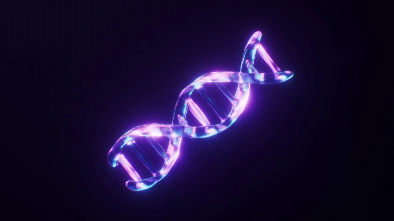 生物DNA与霓虹灯光效果循环动画3D渲染视频下载