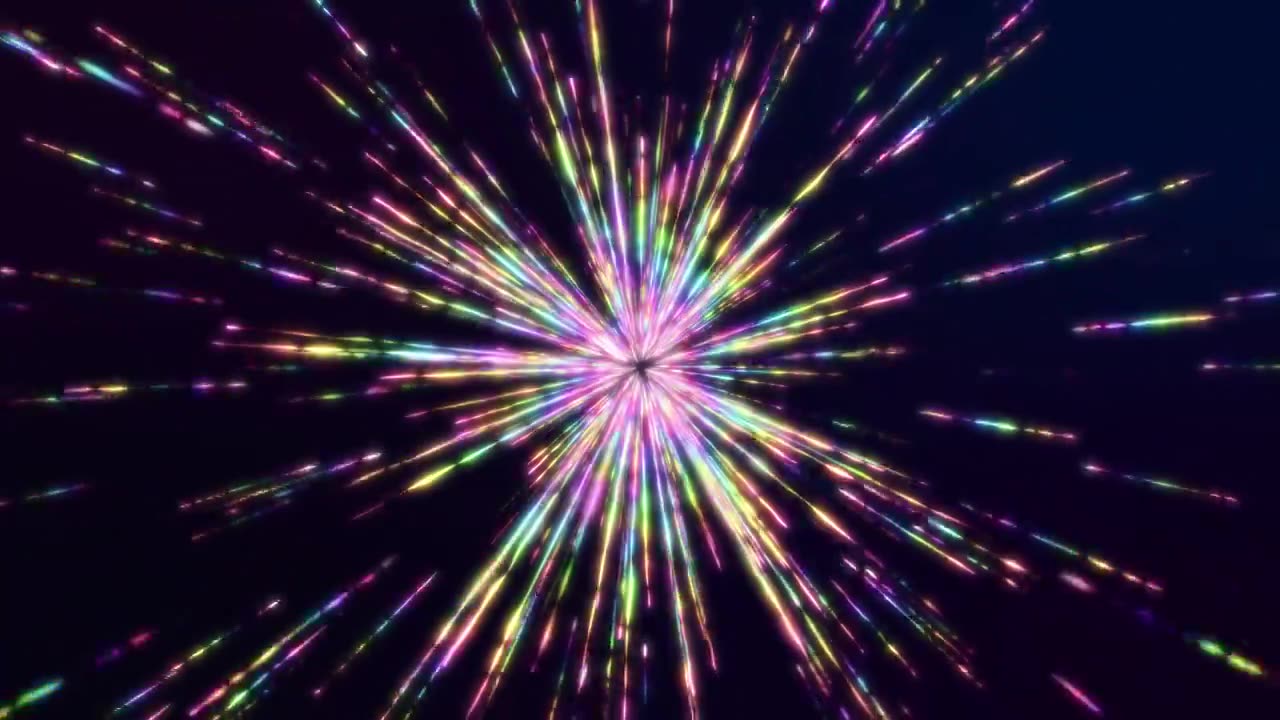 彩色粒子线条抽象彩虹放射视频下载