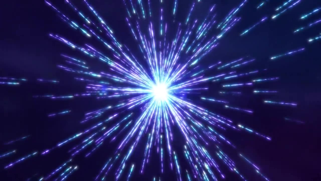 蓝色紫色粒子线条抽象彩虹放射视频下载
