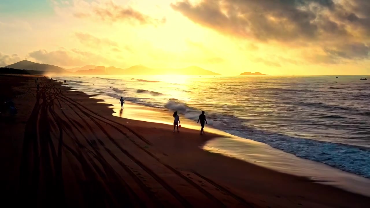 海浪沙滩海浪拍打沙滩航拍素材视频素材