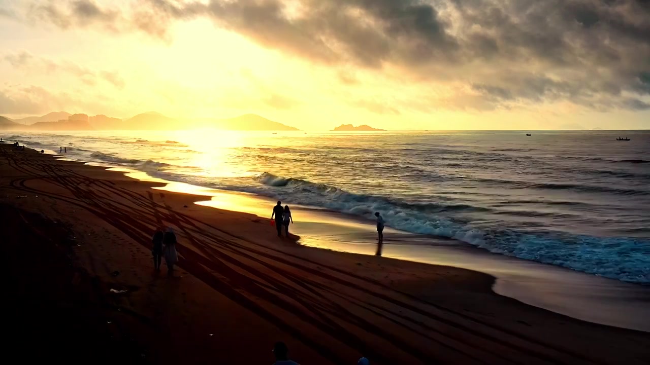 海浪沙滩海浪拍打沙滩航拍素材视频素材