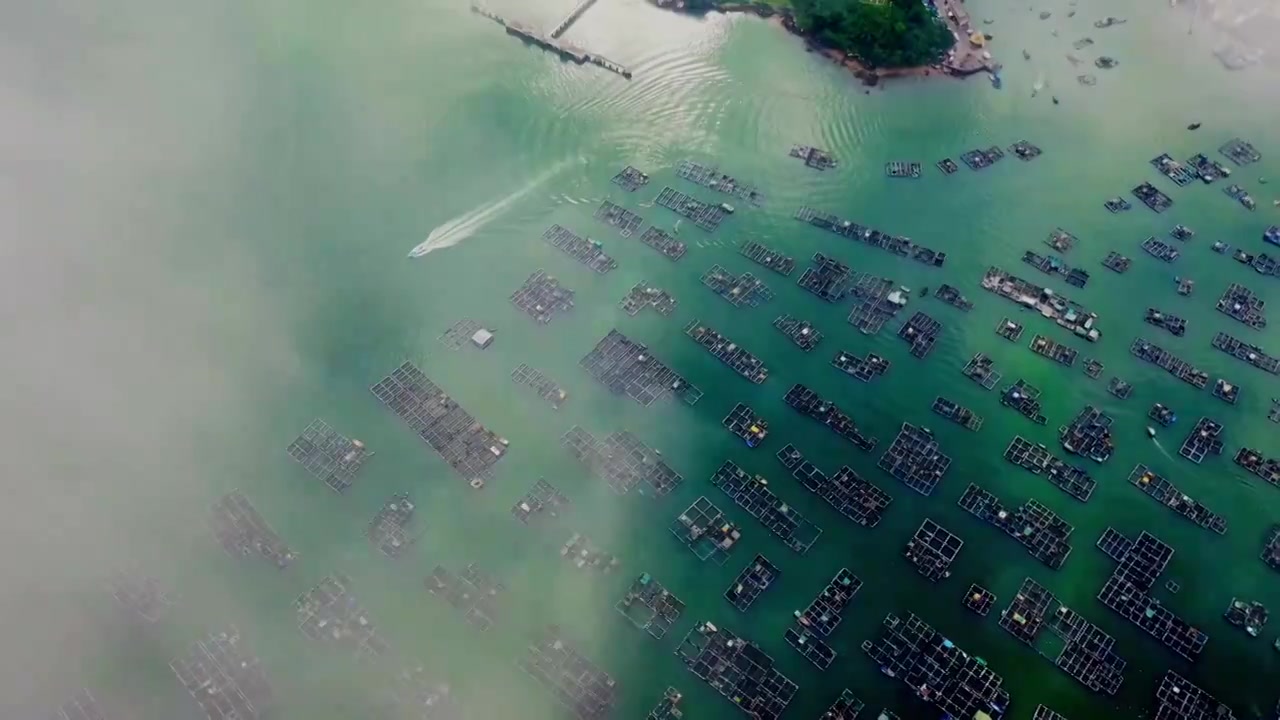 广东阳江海陵岛夕阳下闸坡渔港码头航拍视频下载