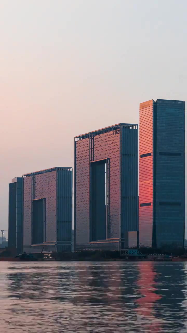 广州之窗商务港的日落视频素材