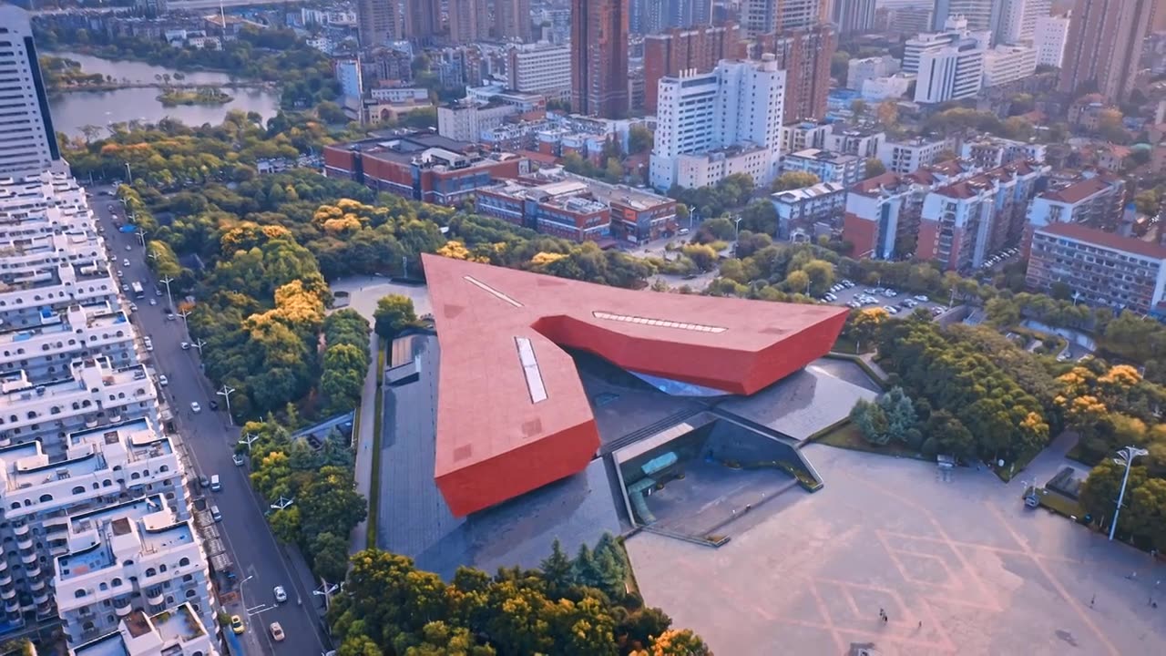 武汉辛亥革命博物馆首义广场航拍视频视频下载