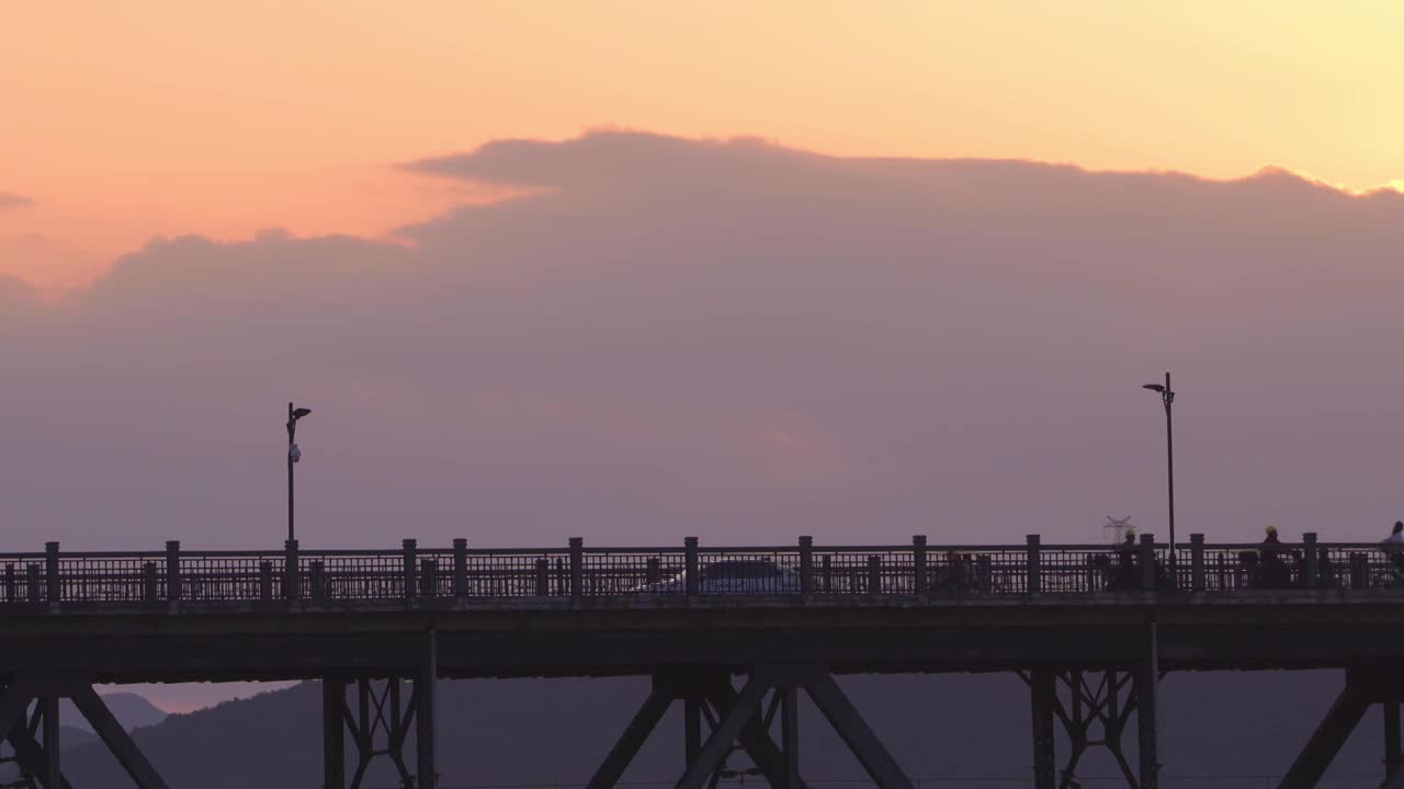 【合集】杭州钱塘江大桥傍晚日落建筑风景视频下载