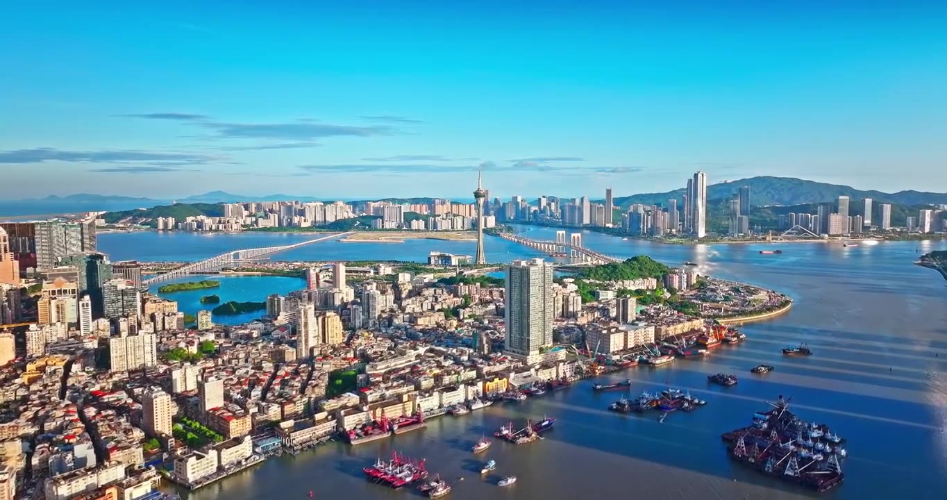 航拍澳门城市建筑风光视频素材