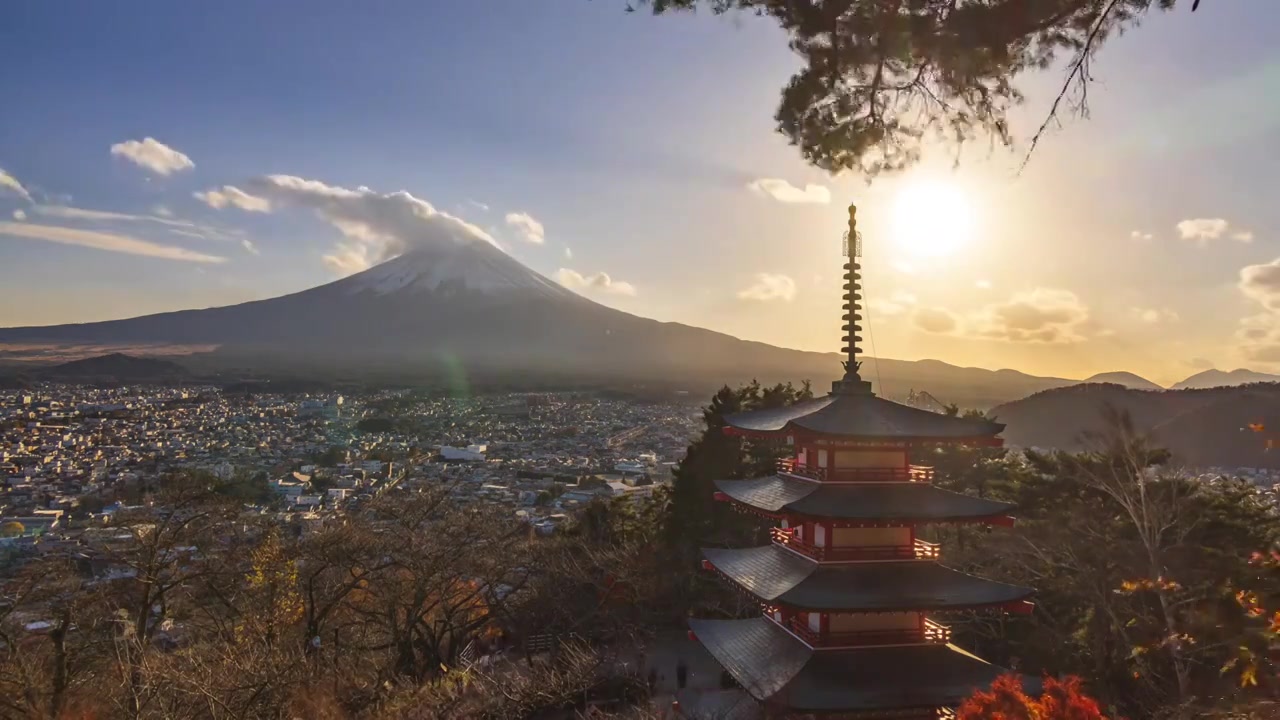 日本富士山风光视频素材