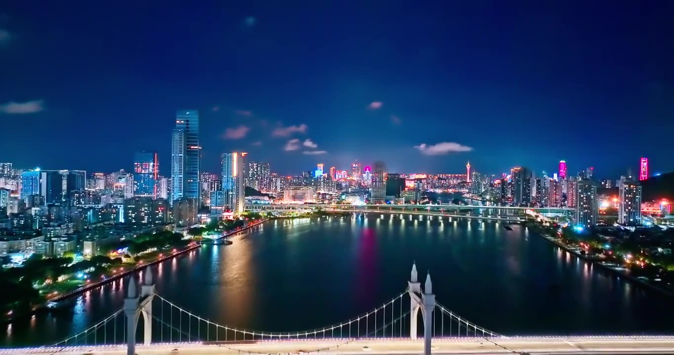 航拍澳门城市天际线在蓝色时刻视频素材