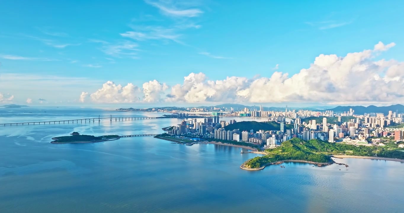 航拍珠海城市天际线和海景视频下载