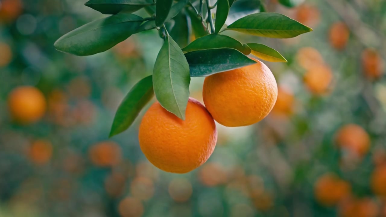 新鲜橙子采摘大丰收视频下载
