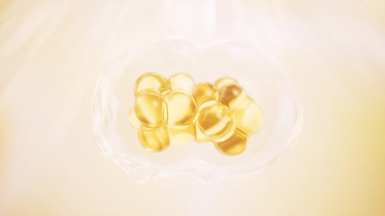 金色分裂的透明细胞生物科技概念3D渲染视频下载