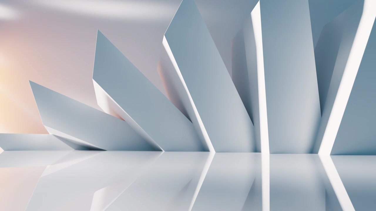 创意白色几何体建筑空间三维渲染视频下载