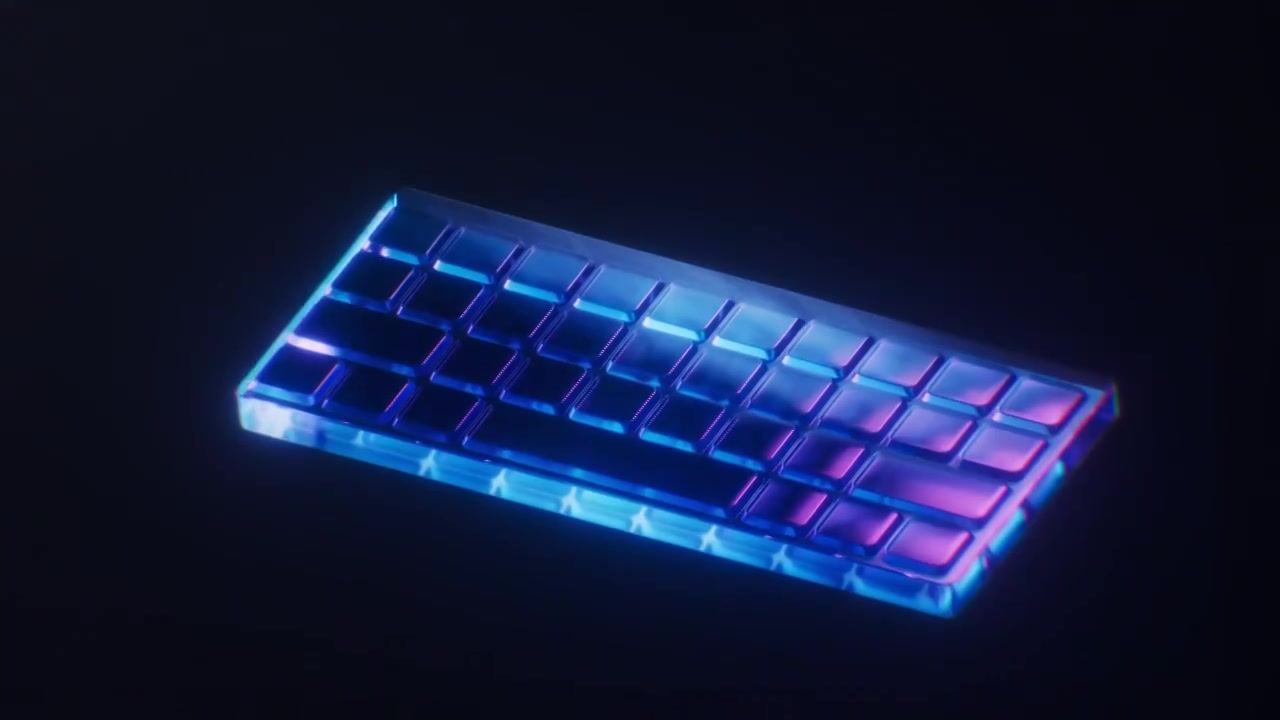 电脑键盘与霓虹灯光效果循环动画3D渲染视频下载