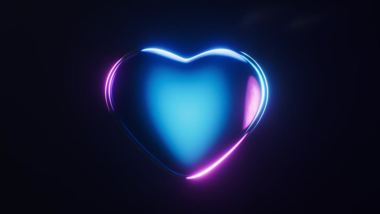 爱心与霓虹灯光效果循环动画3D渲染视频下载