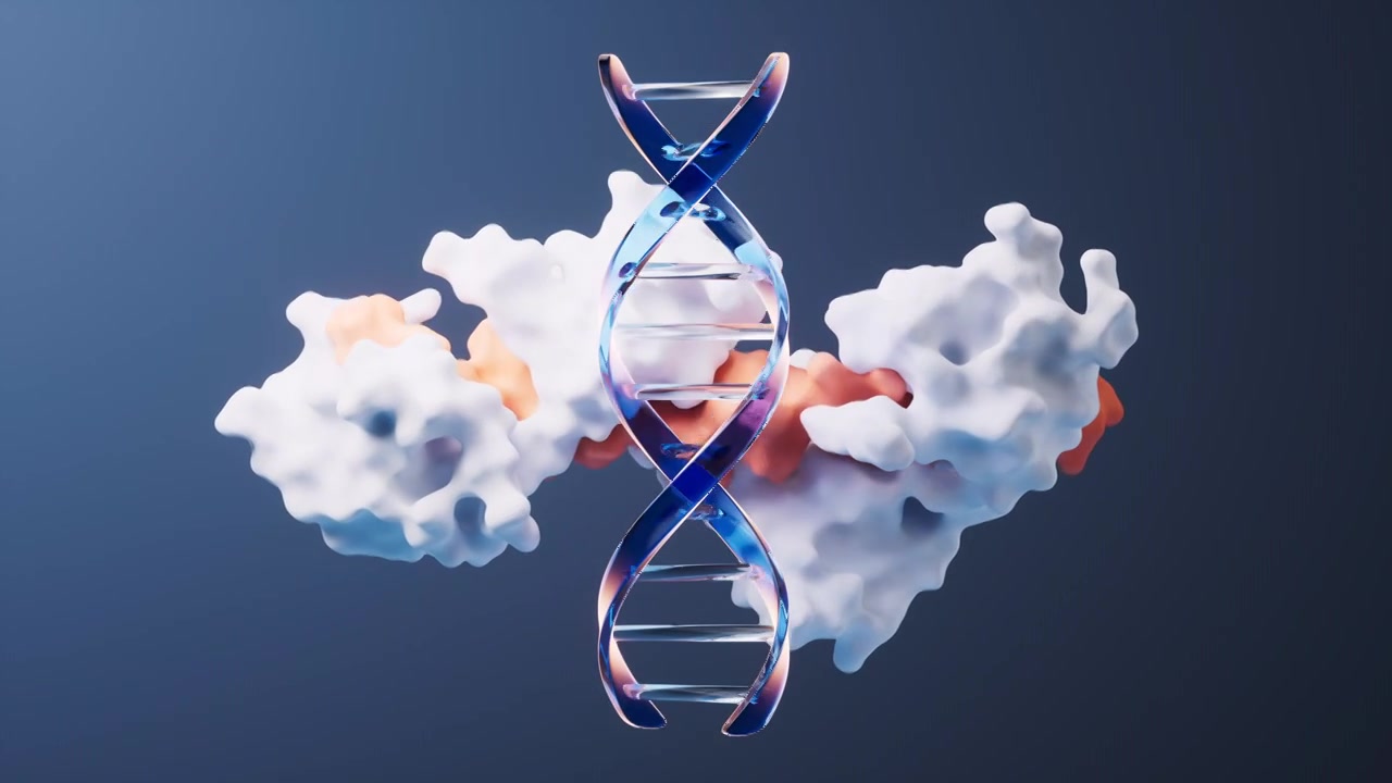 生物科技概念DNA与蛋白质循环动画3D渲染视频下载