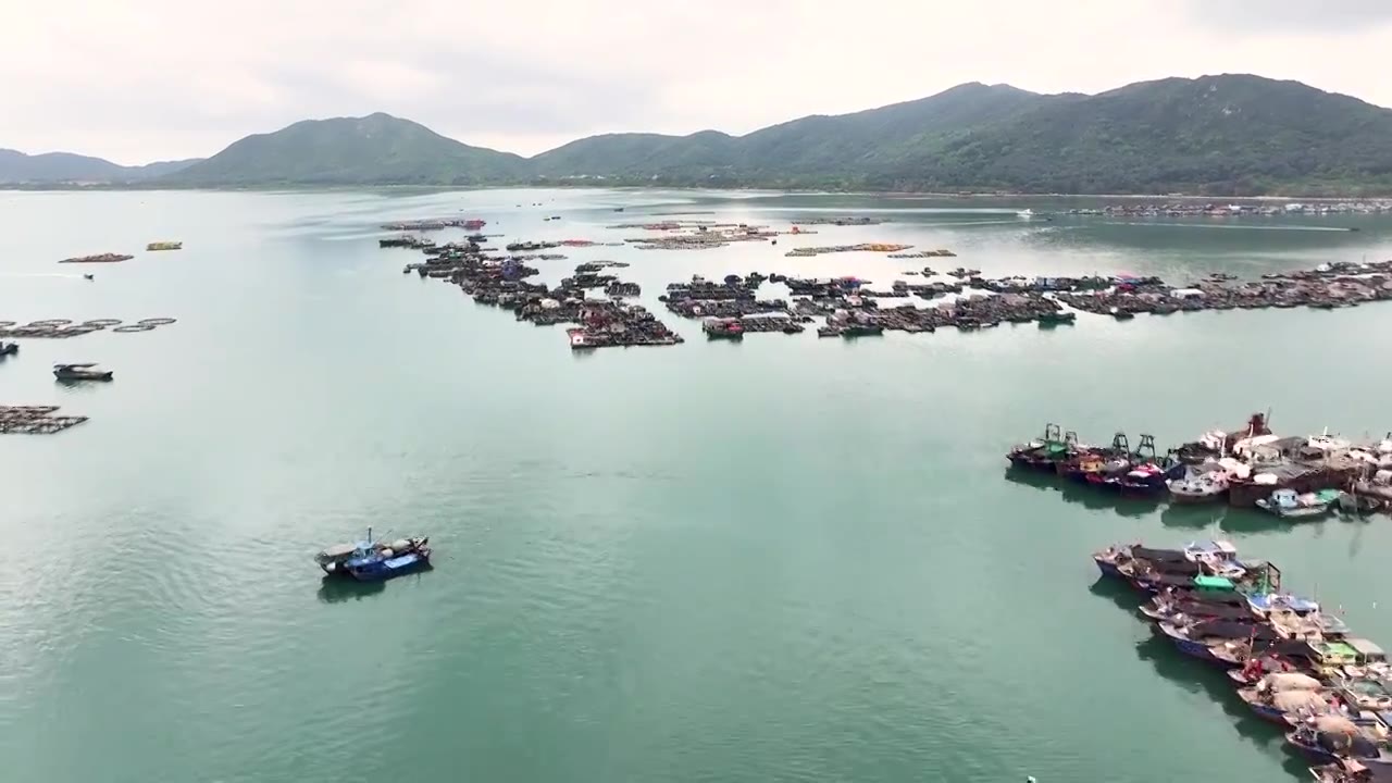 4K航拍视频-海南陵水的疍家鱼排视频素材