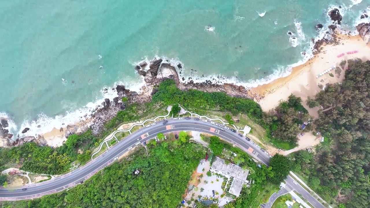 4K航拍视频-海南的环海旅游公路视频下载