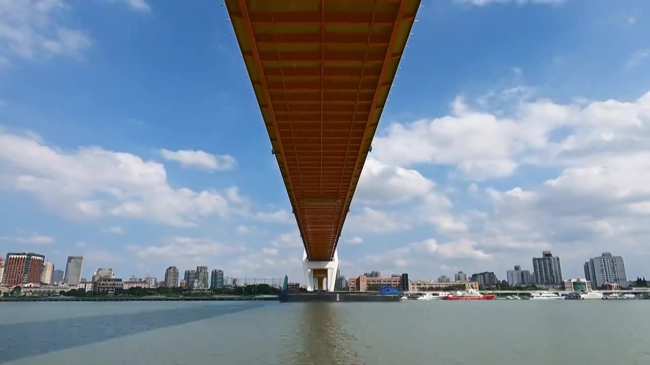 横跨黄浦江两岸的上海卢浦大桥视频下载