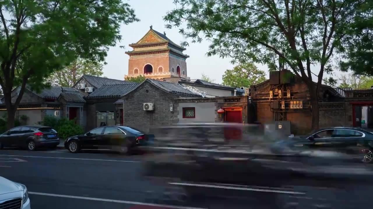 北京钟楼与胡同视频素材