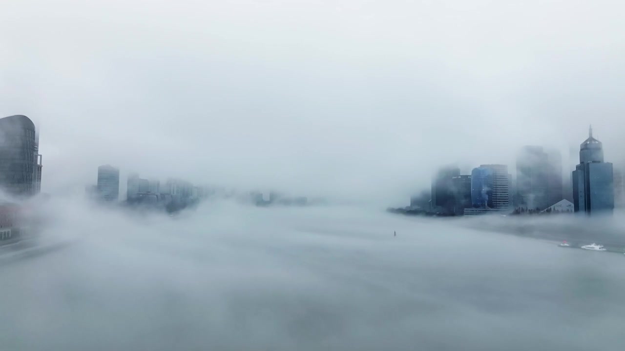 上海云雾 外滩云雾 上海穿云视频素材