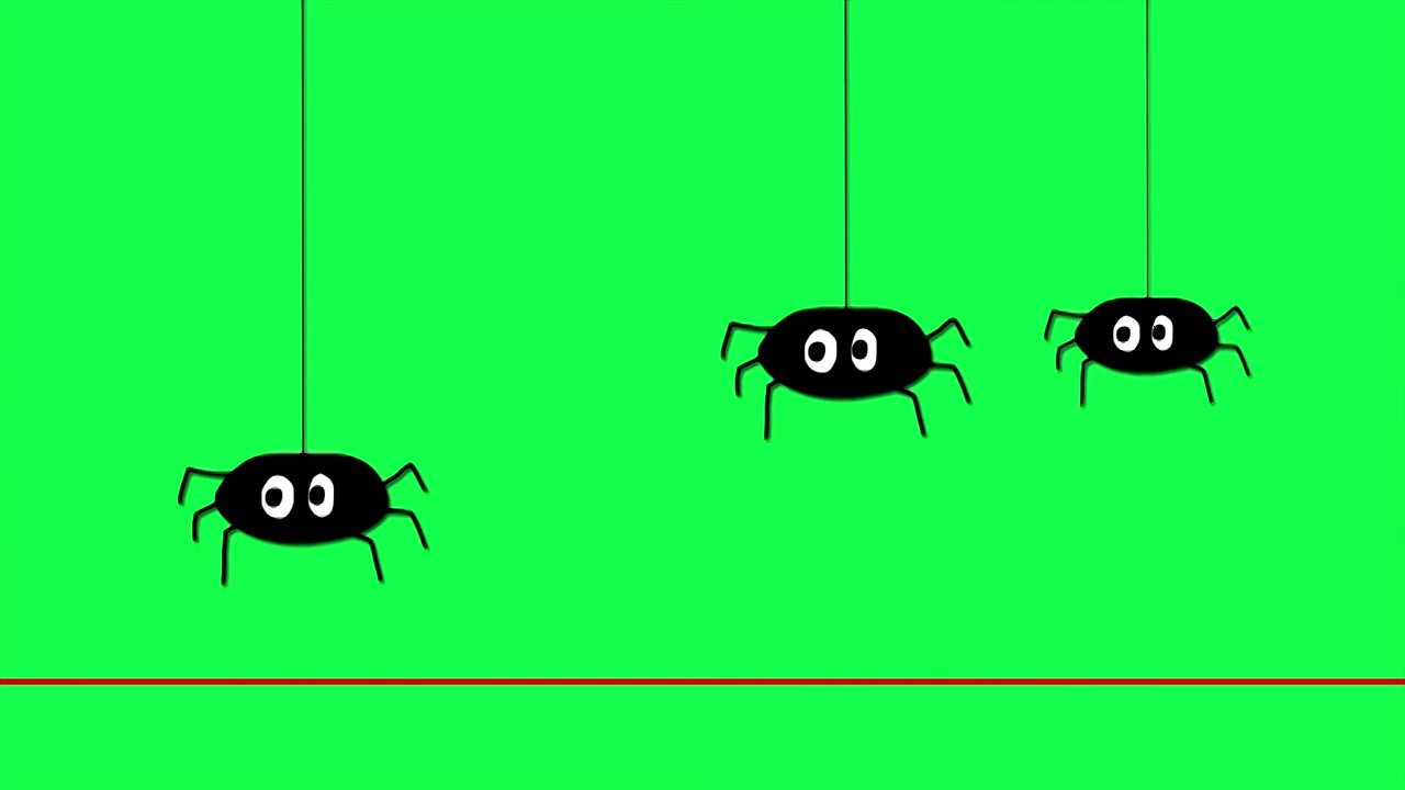 挂在绳子上的蜘蛛-绿色屏幕上的卡通动画视频下载