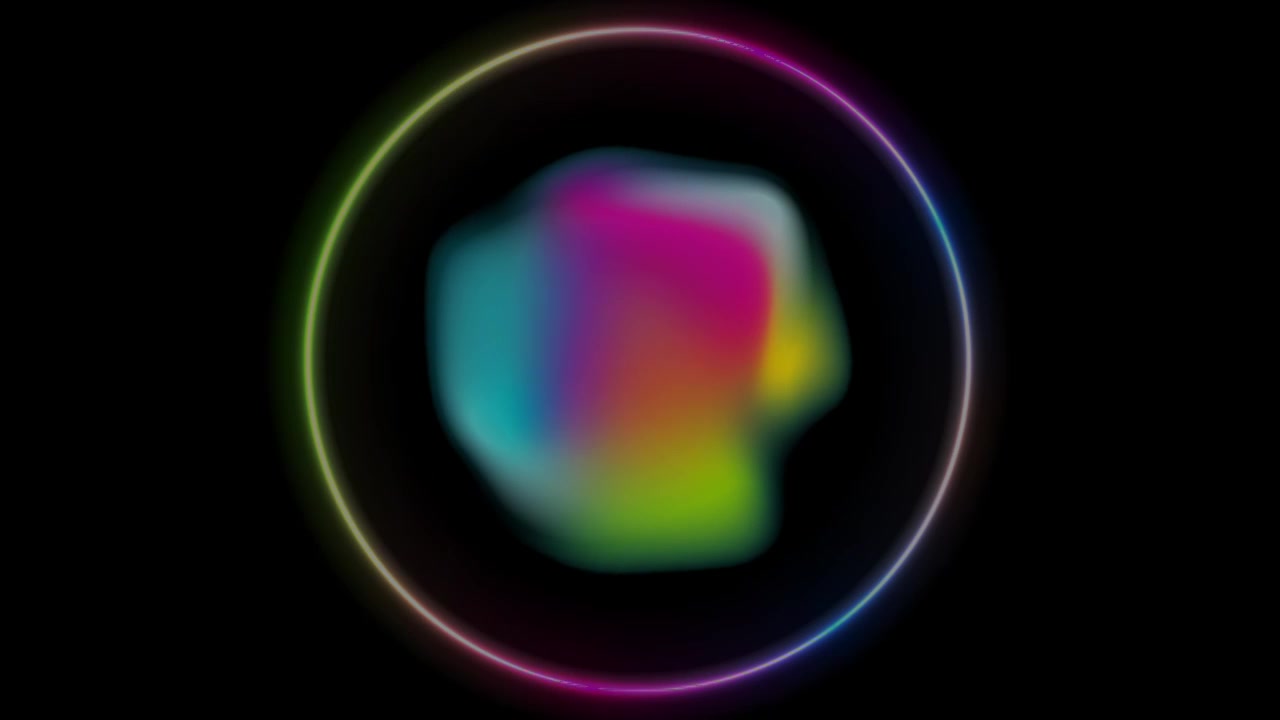 全息液体几何形状和霓虹圆运动背景视频素材