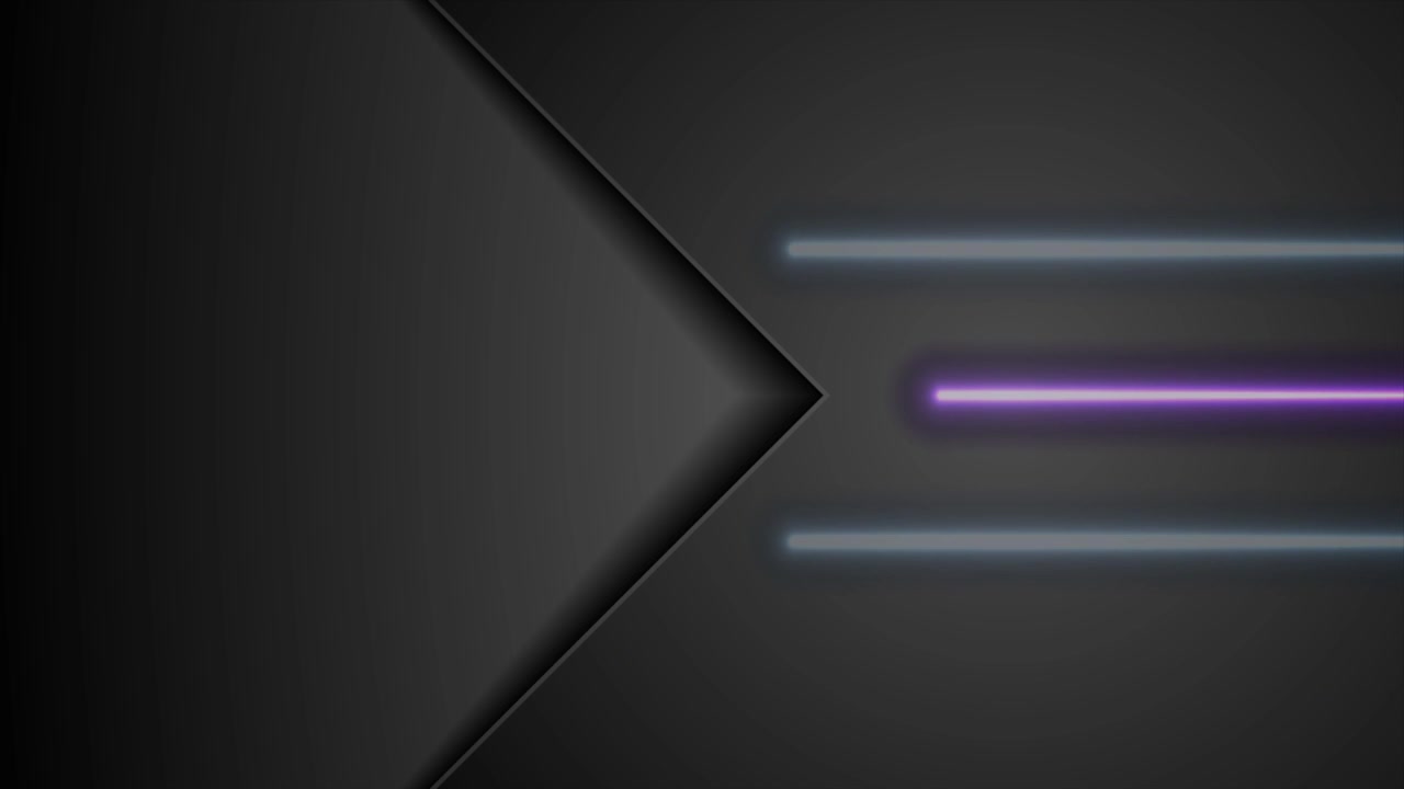 黑色科技抽象运动背景与蓝色和紫色霓虹灯发光视频素材