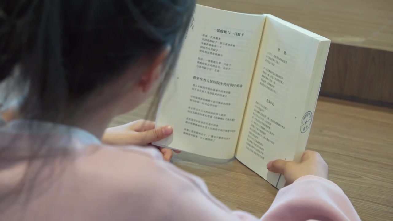 一名女孩在阅读图书视频下载