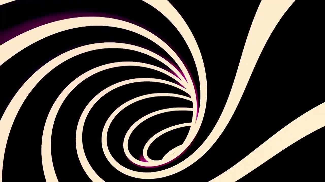 黑色背景上白色螺旋形成的抽象催眠隧道，无缝对接视频素材