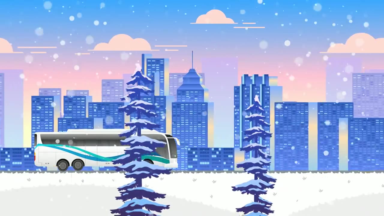循环动态冬天旅游客车背景视频视频下载