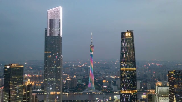 广州珠江新城与广州塔中轴航拍延时视频购买