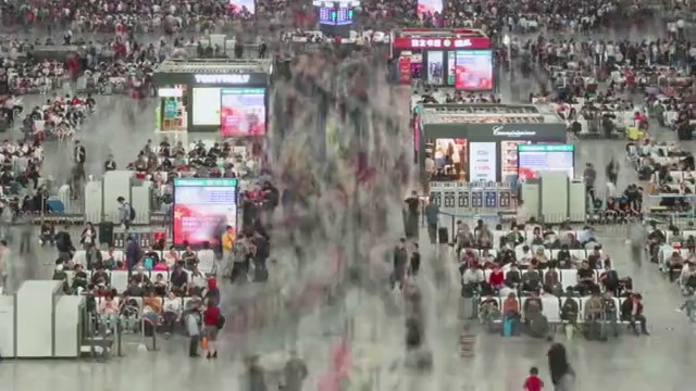 上海春運虹橋火車站延時攝影素材視頻素材