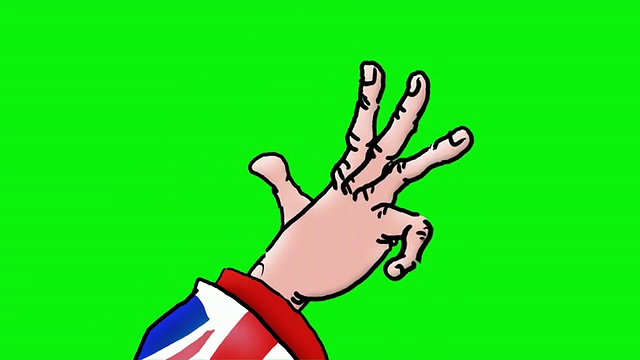 卡通英国人的手从一数到五视频素材