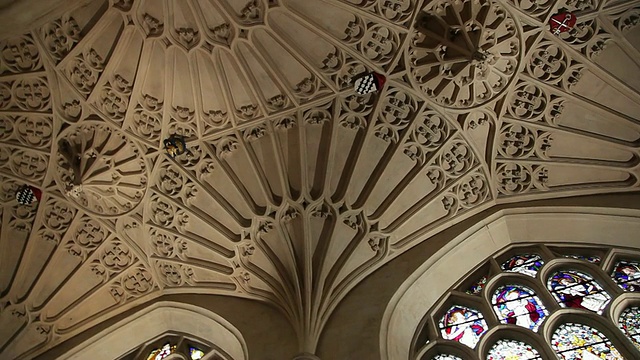 巴斯修道院，南通道，穹顶天花板，巴斯，英国视频素材