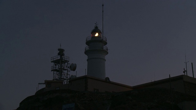MS View of Lighthouse / Cabo De Gata，安达卢西亚，西班牙视频素材